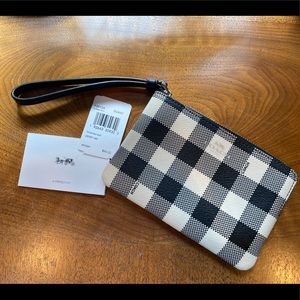 COACH GINGHAM BLACK CHECK WRISTLET NEW